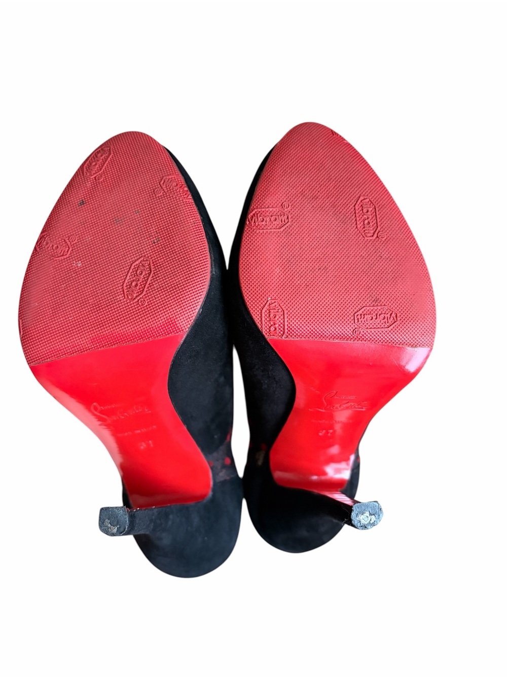 Christian Louboutin Lace and suede polka dot heels - Picture 6 of 7